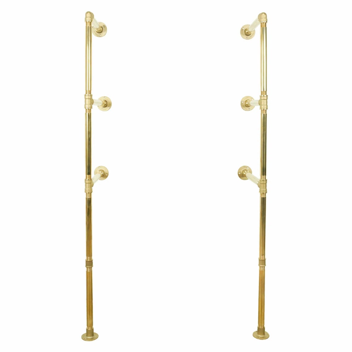 Solid Brass Floor Mounted Pipe Fitting Tiered Shelving Unit Etsy