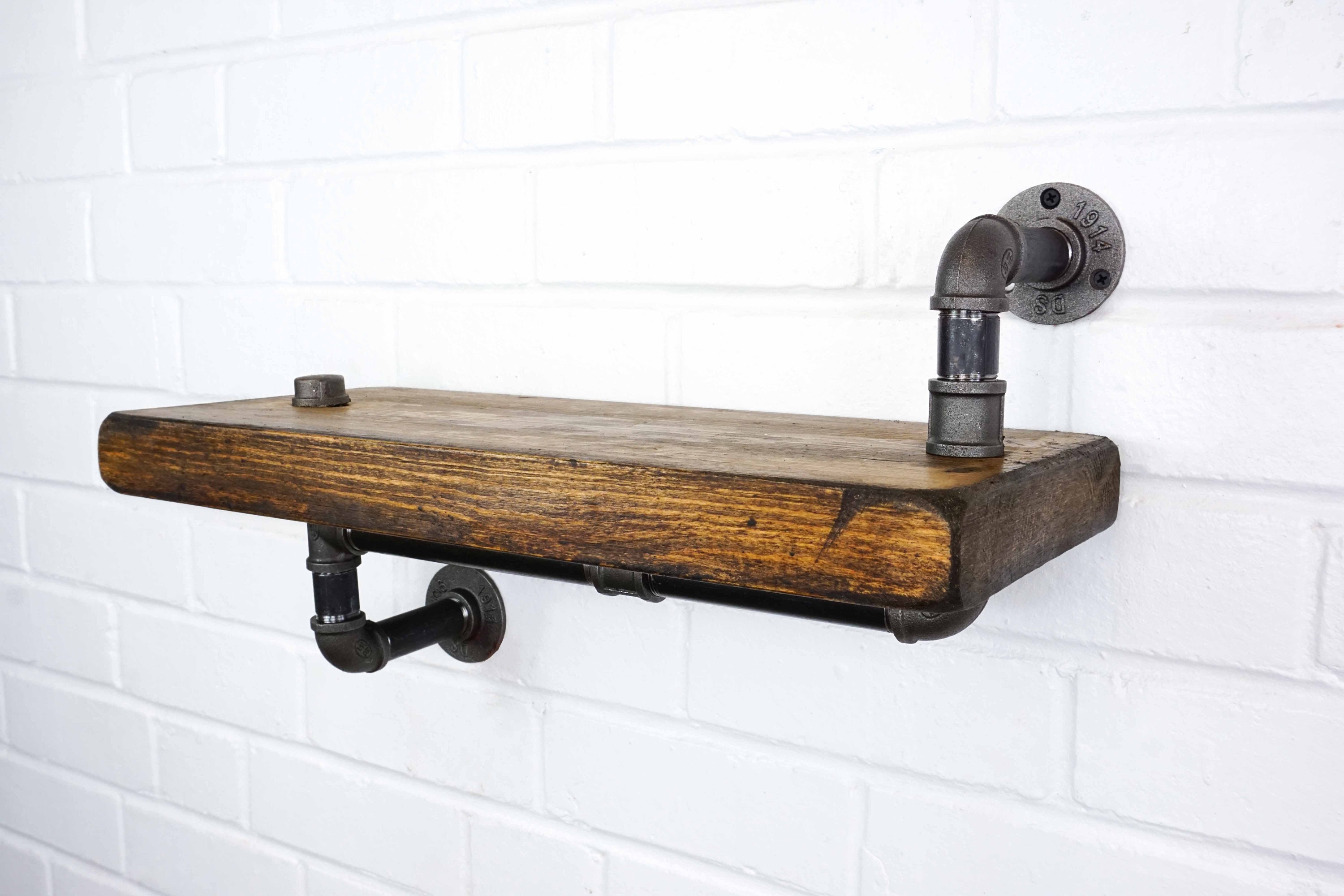 Industrial Pipe Fitting Shelf Made With Reclaimed Rustic Etsy