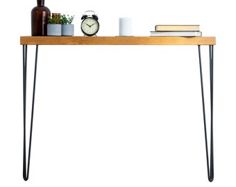 Reclaimed Timber Console Table: Grey Hairpin Legs, Industrial Style