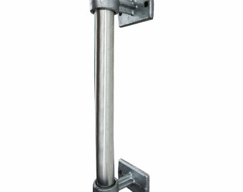 Large Key Clamp Style Door Handle | Industrial Silver Steel Pipe Style