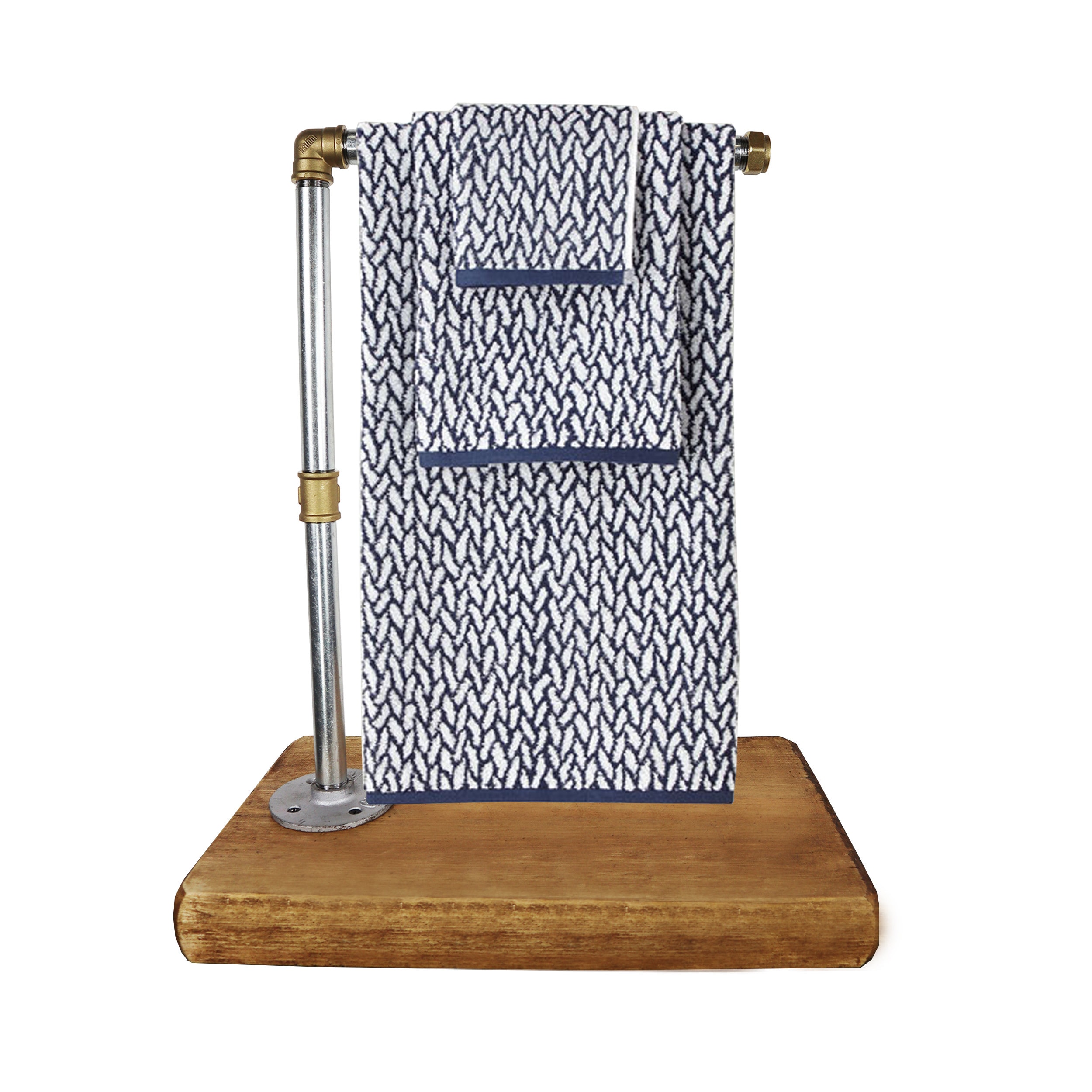 Free Standing Industrial Towel Rail With Wooden Base Silver - Etsy Denmark