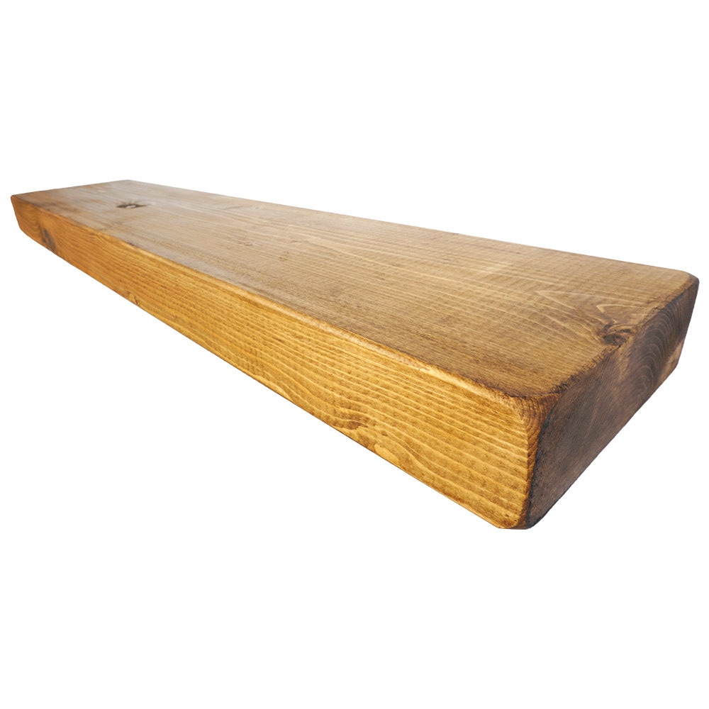 Reclaimed Rustic Wood Industrial Scaffold Board CORNER SHELF 7 Wax Colours 