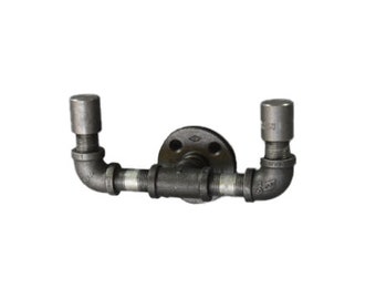 Pipe de style industriel black and galvanised Tee Nut Double Hook