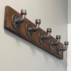 INDUSTRIAL Pipe Coat Hooks - High quality (WITH WOOD) - Vintage style