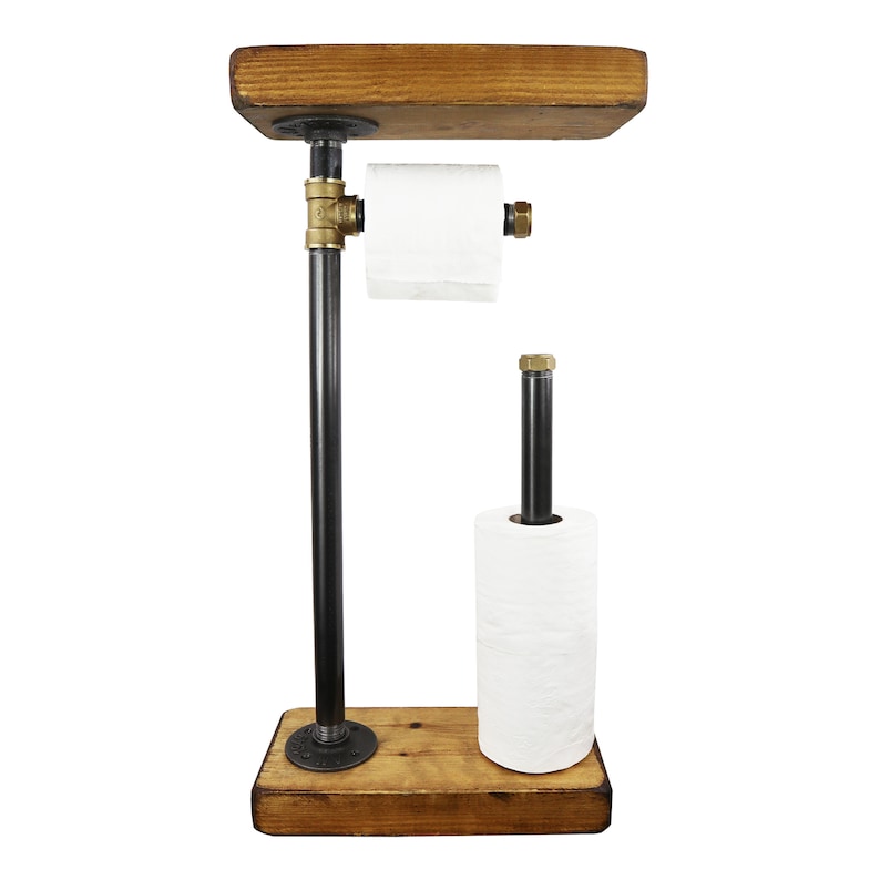 Free Standing Toilet Roll Holder With Wooden Base and Shelf Etsy UK