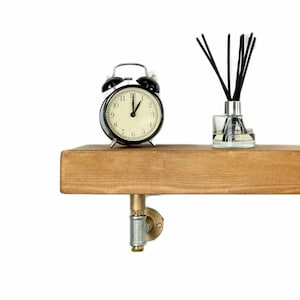 Industrial Brass and Silver Pipe Shelf Bracket Holder Tee Style (Pair)