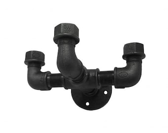 Wall Mounted Hook Triple Industrial Pipe Style