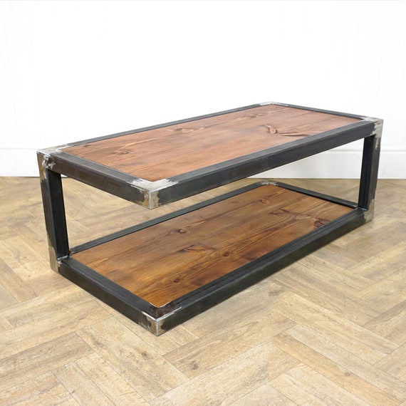 Industrial Welded Box Steel Open Corner Coffee Table With