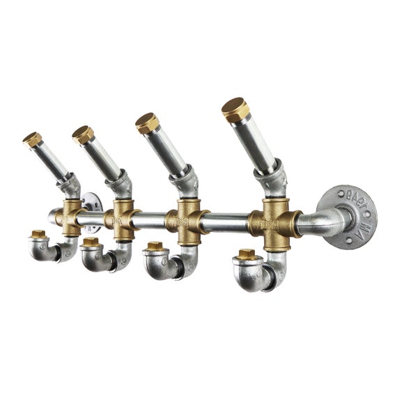 Coat Hooks Industrial Style Made From Silver Steel & Brass Etsy