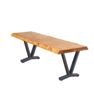 Rustic Live Edge Bench with Goblet Legs | Industrial Reclaimed Timber Style