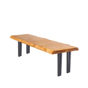 Rustic Live Edge Bench with Straight Box Hairpin Legs | Industrial Reclaimed Timber Style