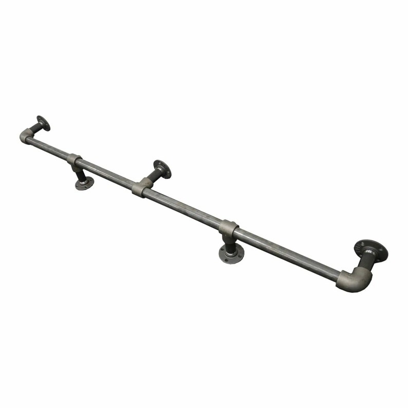 Bar/Kitchen Foot Rail Made From Industrial Black Iron Pipe and Key Clamp image 2