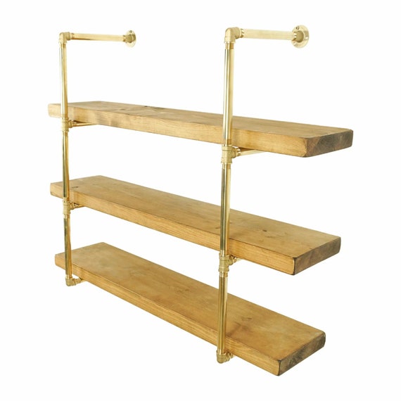 Brass wall shelving sale unit