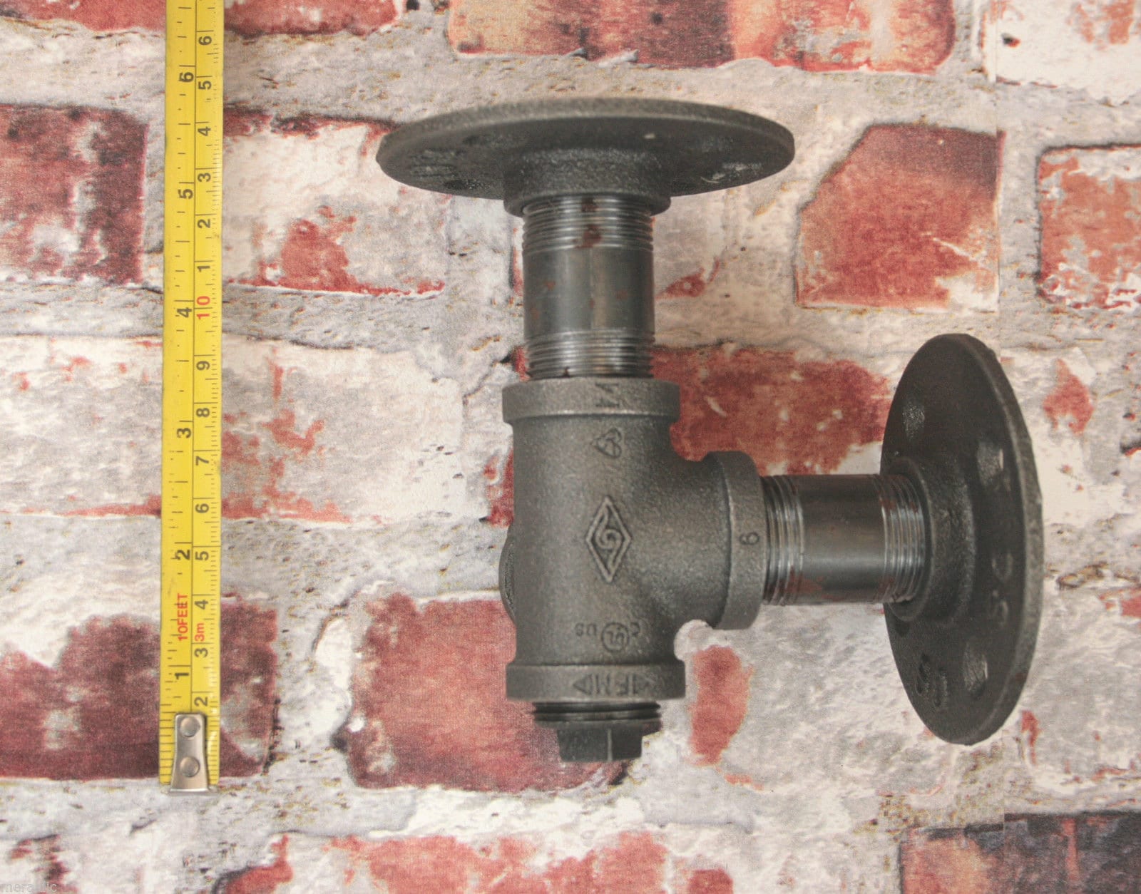Industrial Steel Pipe Shelf Bracket Holder Tee Style pair Etsy UK