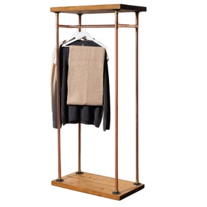 Wooden Surround Clothes Rail | Industrial Copper Pipe Style