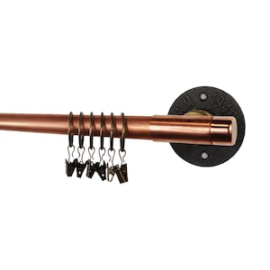 INDUSTRIAL VINTAGE CURTAIN Pole | T - Nut Style Made From Copper Pipe And Iron Wall Plates! Modern, Rustic, Industrial!!