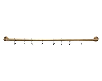 Industrial Elbow Style Brass Curtain Pole Made Using Brass Pipe & Pipe Fittings | Industrial Vintage Curtain Pole