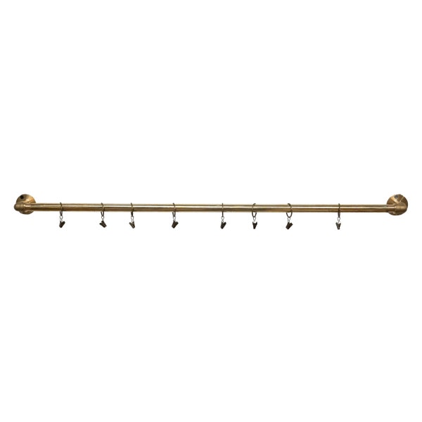 Industrial Elbow Style Brass Curtain Pole Made Using Brass Pipe & Pipe Fittings | Industrial Vintage Curtain Pole