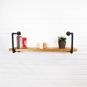 Ripiano D industriale a parete recuperato con legno / legno recuperato e stile tubo in acciaio grezzo / scaffalature rustiche fatte a mano!