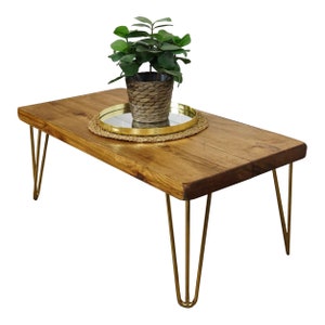 Reclaimed Coffee Table With Gold Hair Pin Legs | Reclaimed Timber, Handmade Solid Wood Table