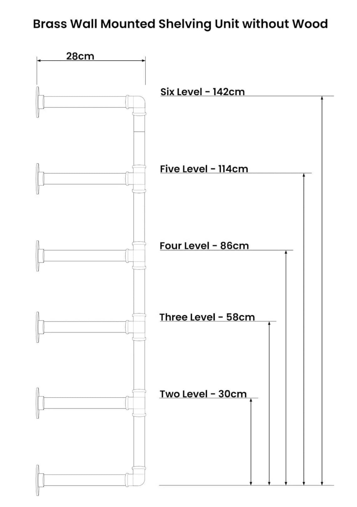 Solid Brass Pipe Fitting Tiered Shelving Unit Without Wood Etsy