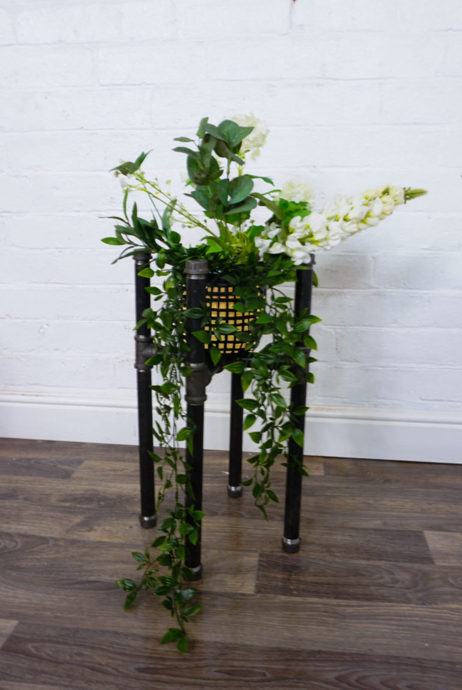 Free Standing Industrial Black Steel Plant Stand Industrial Etsy