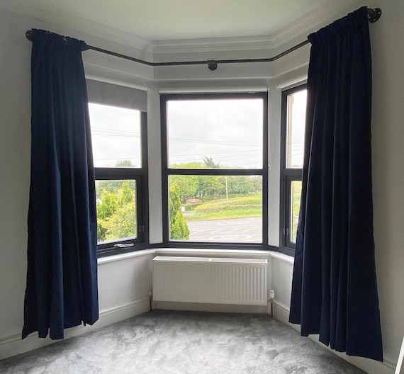 Fully Customisable Bay Window Curtain Pole Raw Steel Etsy UK