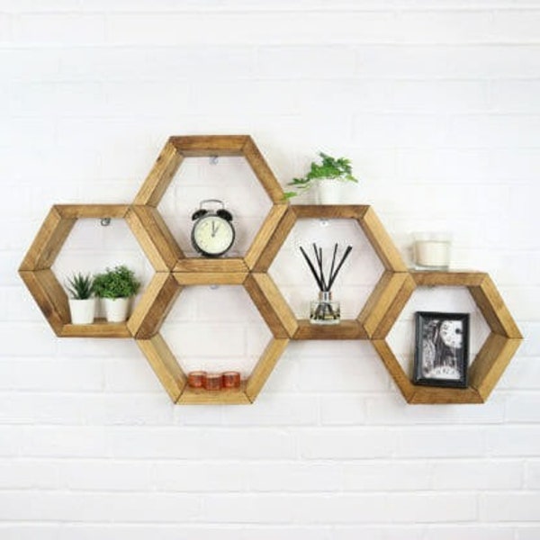 Étagères en bois massif nid d'abeille - Plusieurs finitions disponibles