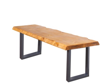 Live Edge Bench with Square Legs | Industrial Reclaimed Timber Style