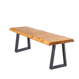 Live Edge Bench with Trapezium Legs | Industrial Reclaimed Timber Style