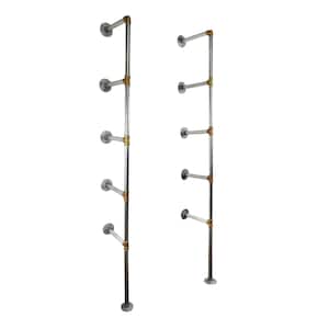 Industrial Floating Shelving Unit - SIlver Steel & Brass Pipe Style - Steampunk, Rustic, Modern Shelving!