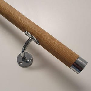 Handrail Polished Chrome & Oak Stair Rail Bannister Stairs Hallway Grabrail