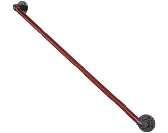 Red Stair Hand RAIL / BANISTER with brackets - Made from Red Oxide INDUSTRIAL pipe & fittings | Various Sizes!!