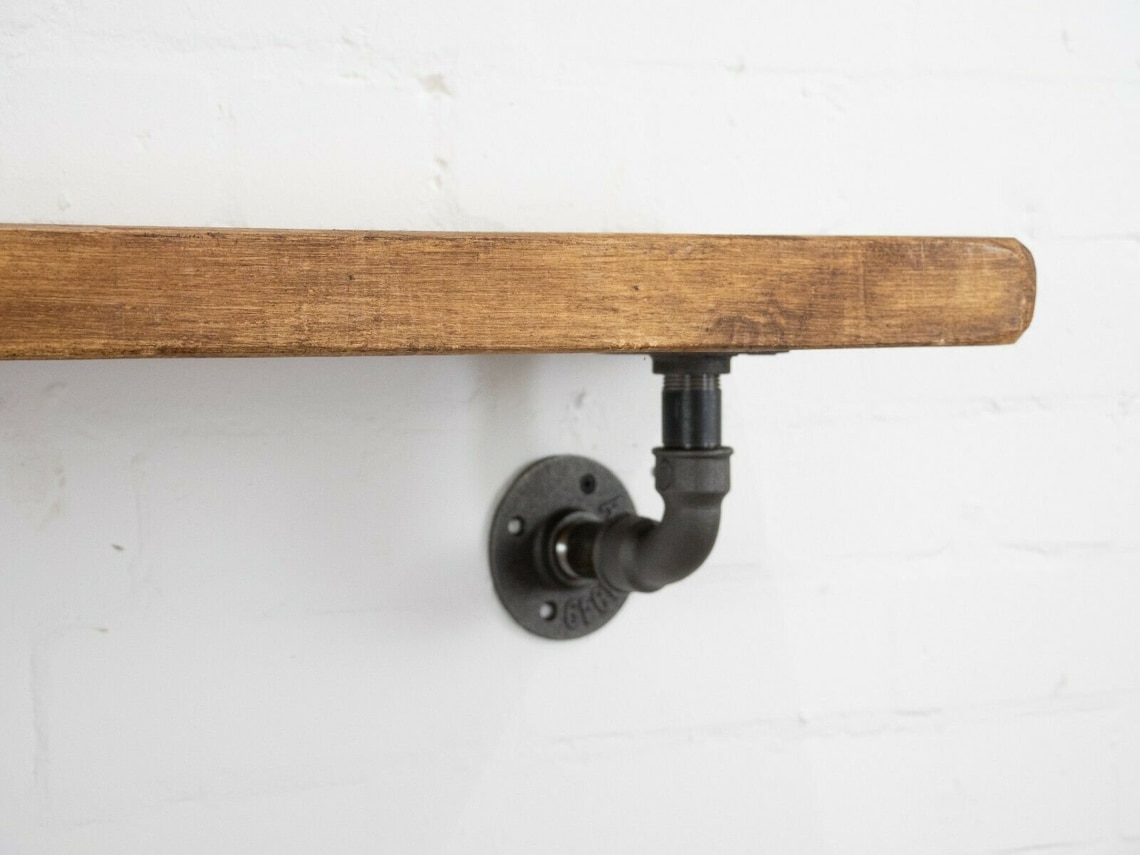 Industrial Steel Pipe Shelf Brackets Curved Style pair of Etsy