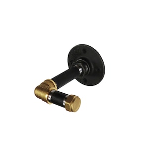 Pipe Curtain Tie Backs (Pair) | Industrial Style Curtain Tie Back With Reducer | Made From Raw Steel & Brass Pipe Fittings!!