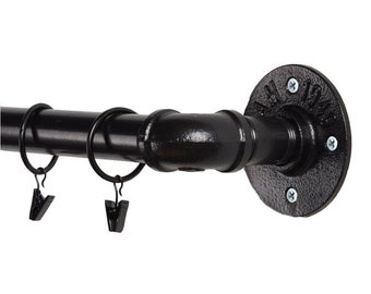 POWDER COATED Curtain Pole - Curtain Rail - Industrial Curtain Rail, Steampunk, Vintage - Custom Sizes - Any RAL Colour