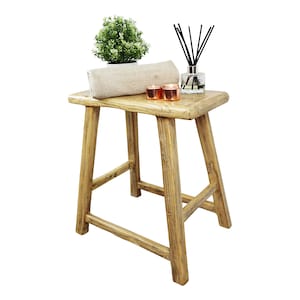 Rustic Plant Stool - Bathroom Stool - Large Stool - Varnished