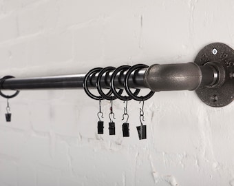 Curtain Pole, Curtain Rail Made From Industrial Pipe Fittings - Vintage Steam Punk Curtain Rail