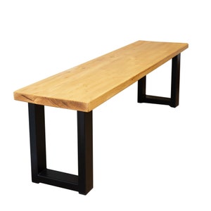 Rustic Bench with Chunky Square Legs | Industrial Reclaimed Timber Style
