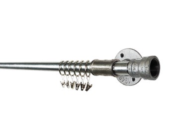 Curtain Pole, Industrial Finial Style Curtain Rail Made From Silver Steel Pipe Fittings - Vintage Steam Punk Curtain Rail - Custom Sizes!!