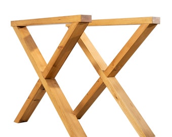 Solid Wood X Table Legs | Reclaimed Timber Style (Pair)