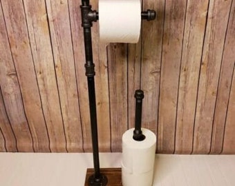 Free Standing Toilet Roll Holder With Base And Shelf
