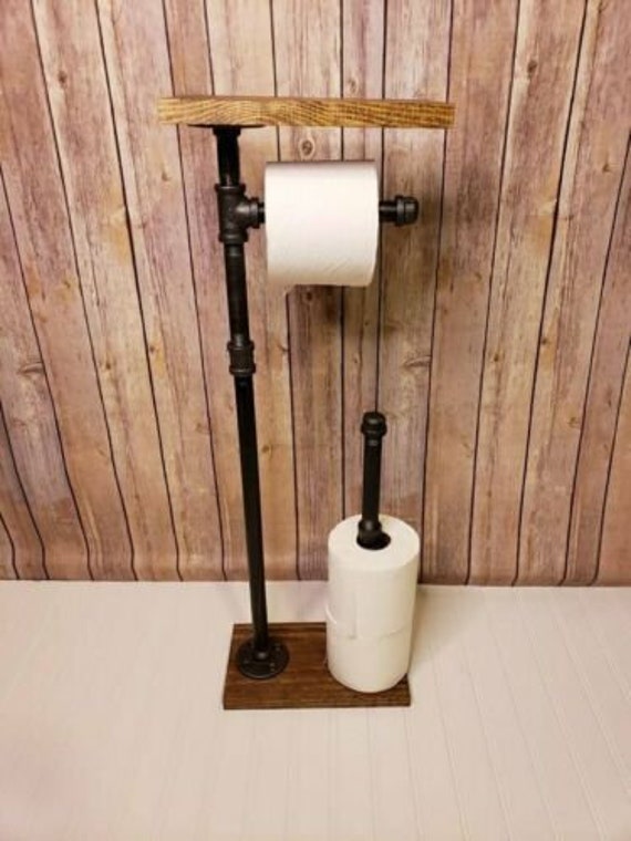 Bathroom Freestanding Toilet Paper Holder for 4 Rolls with Cell Phone Shelf,Black