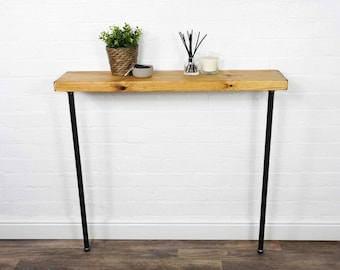 Radiator/Console Table With Pipe Legs | 22cm depth | Reclaimed Timber Style | Solid Wood Furniture | Various Lengths & Heights