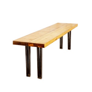 Reclaimed Timber Bench with Steel Straight Box Hairpin Legs | Industrial Style Reclaimed Timber