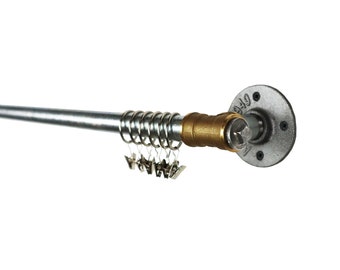 Industrial Curtain Pole, Tee Nut Style Curtain Rail Made From Silver Steel & Brass Pipe Fittings!! Steampunk, Vintage - Custom Sizes