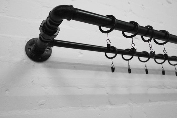 DOUBLE CURTAIN POLE Rail Brackett Set Vintage Made From