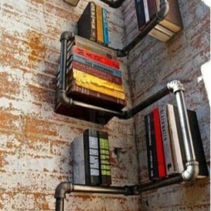 Wall mounted book shelf / shelves / Funky book case!!! Vintage, steampunk industrial.