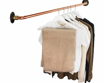 Straight Corner Clothes Rail | Industrial Copper Pipe Style