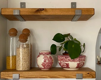 Steel Shelf Brackets To Fit Any Size Shelving Board, Metal Shelf Bracket, Industrial Brackets, Custom Shelving (Pair) - Heavy Duty Rustic
